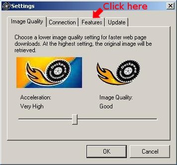 settings features tab